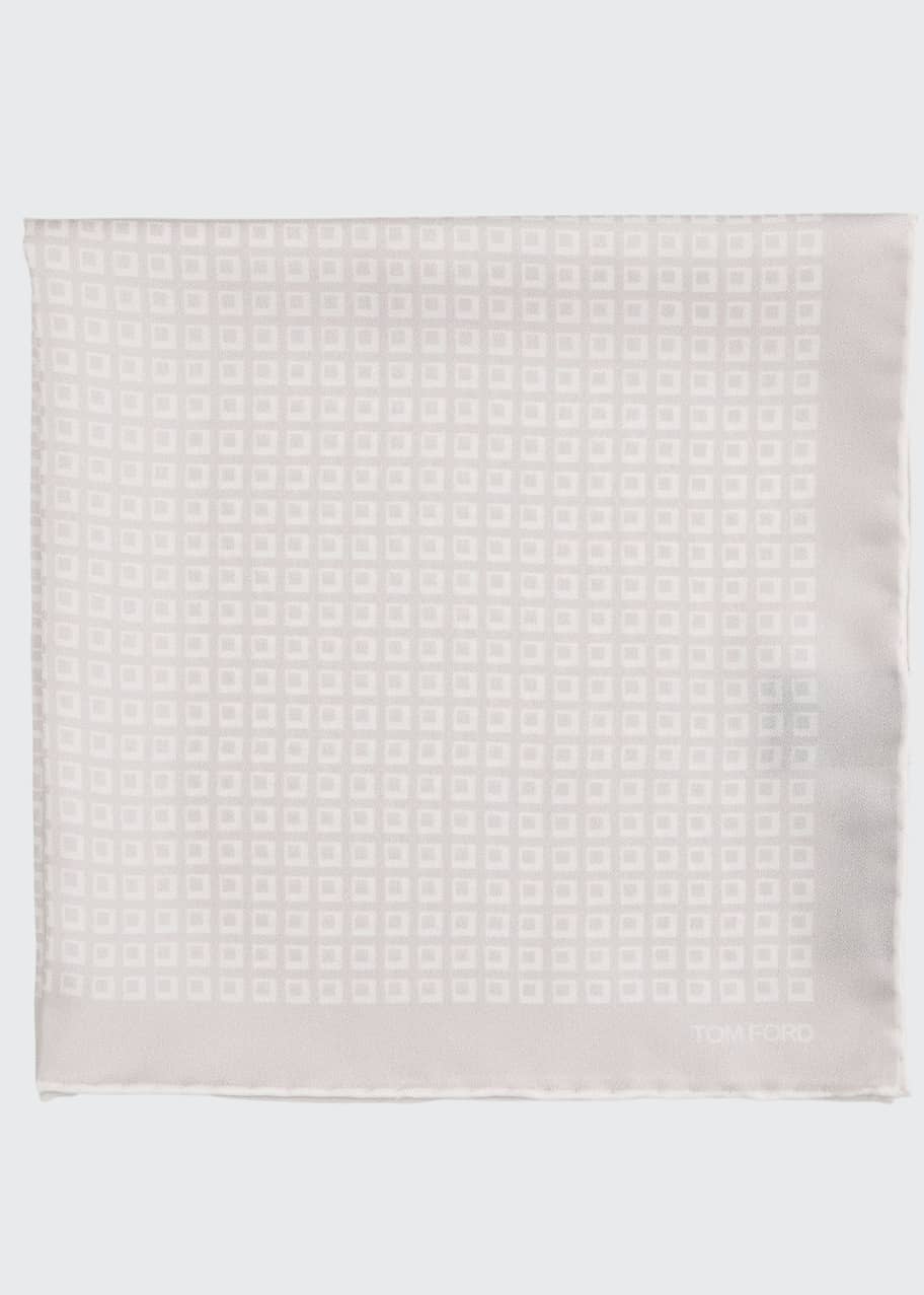 Image 1 of 1: Men's Square-Pattern Silk Pocket Square