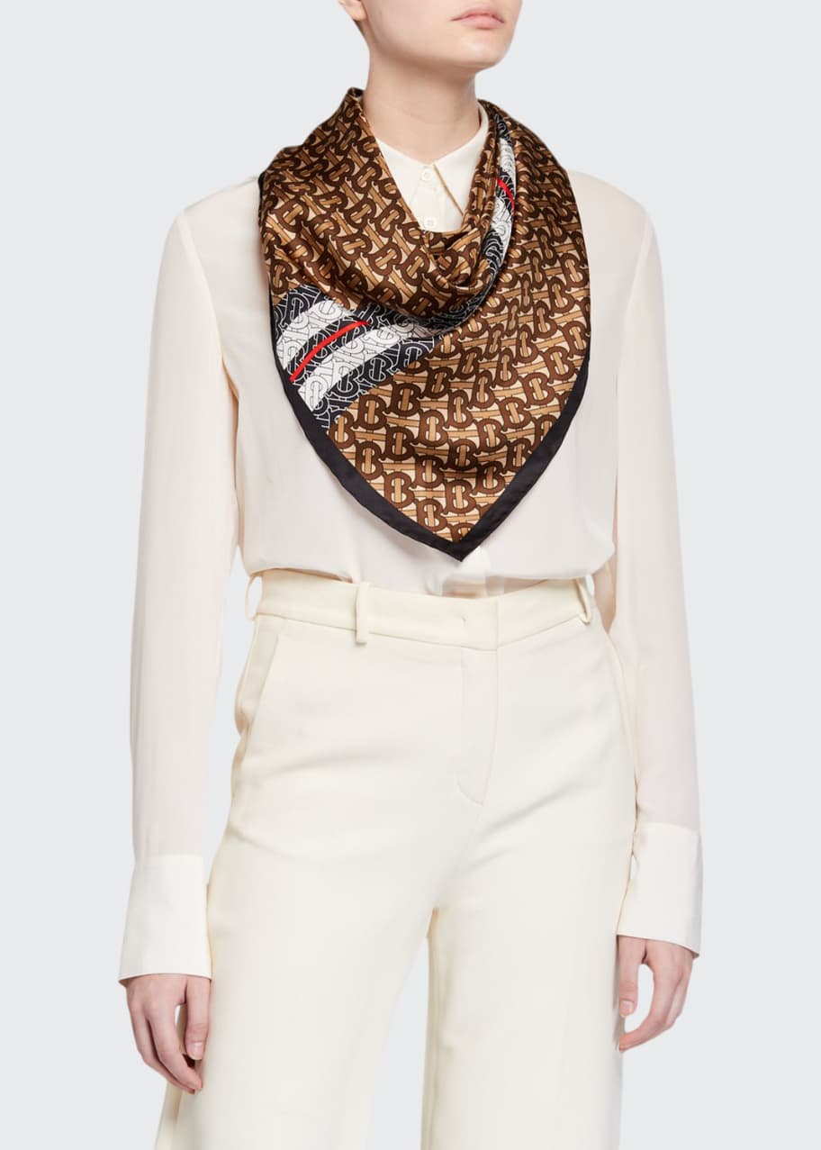 Monogram Stripe Silk Scarf