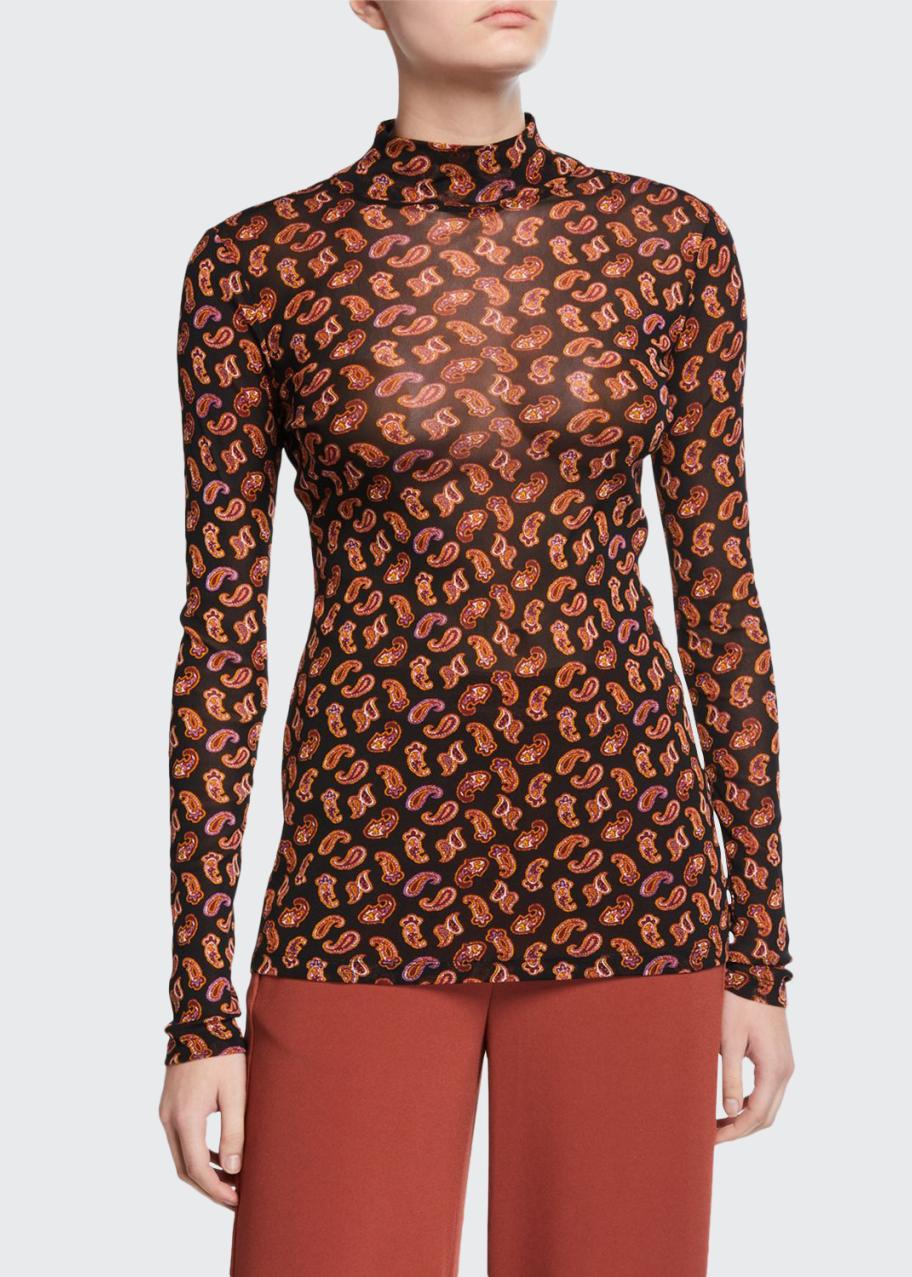 Diane von Furstenberg Remy Paisley-Print Mock-Neck Top - Bergdorf Goodman