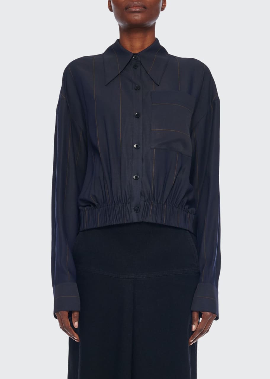 Image 1 of 1: Twill Striped Double Layer Shirt