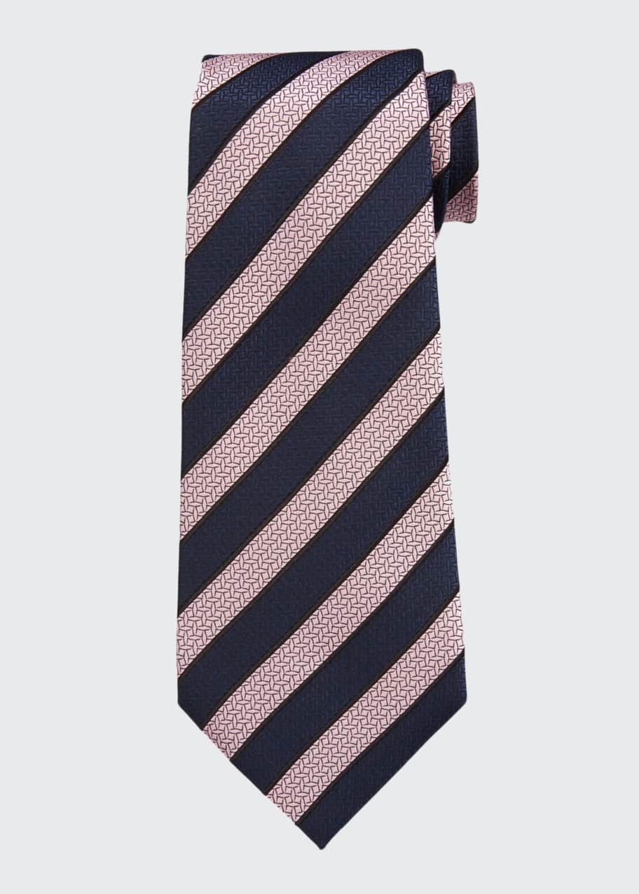 Image 1 of 1: Men's Diagonal Stripe Silk Tie