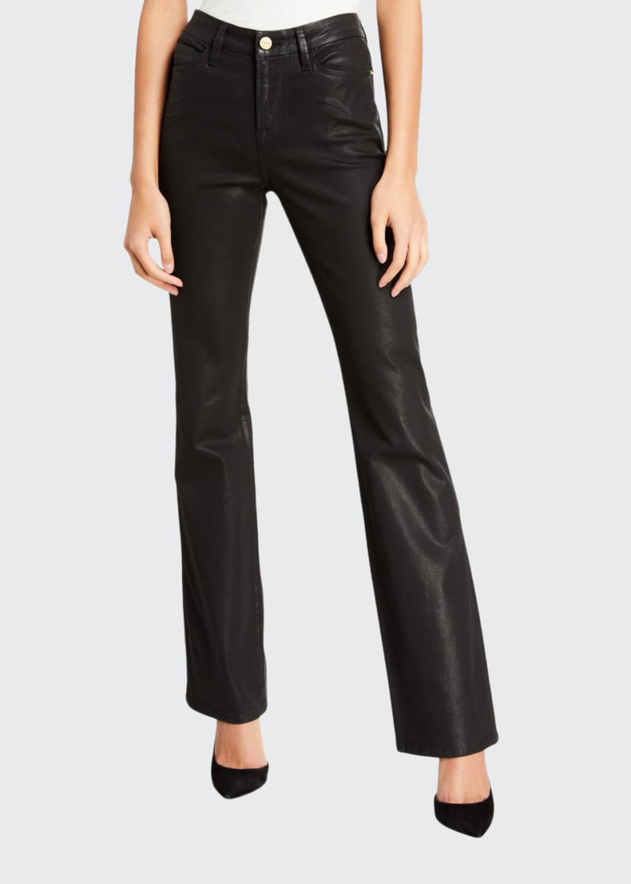 black coated flare jeans