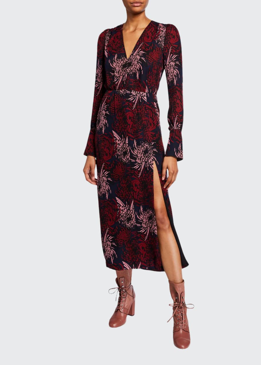 Image 1 of 1: Bailey Long-Sleeve Printed Midi Dress
