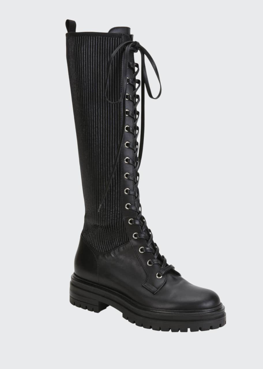 Image 1 of 1: Lace-Up Combat Knee Boots