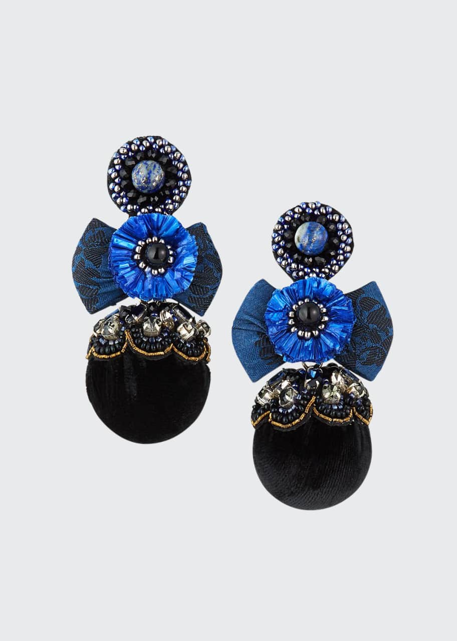 Image 1 of 1: Nailah Clip-On Bow Pom Earrings