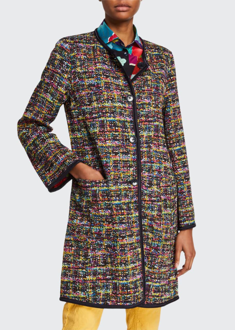 Image 1 of 1: Tweed-Print Jacquard Jacket