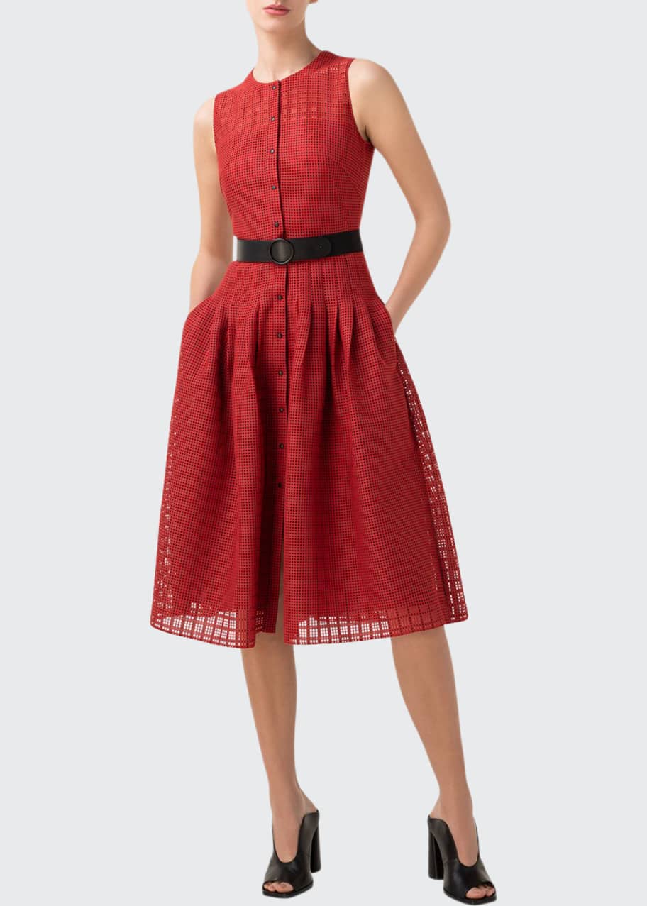 Akris punto Grid Lace Button-Front A-Line Dress - Bergdorf Goodman