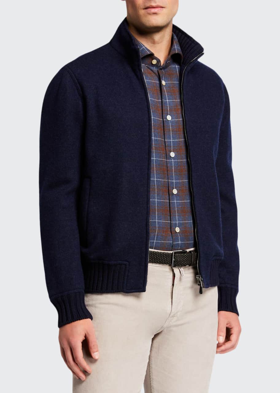 Mandelli Men's Cashmere Zip-Front Sweater - Bergdorf Goodman