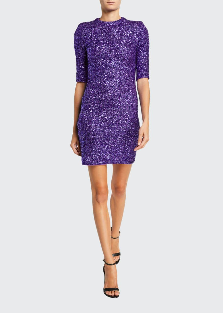 Image 1 of 1: Inka Sequin Mock-Neck Mini Dress