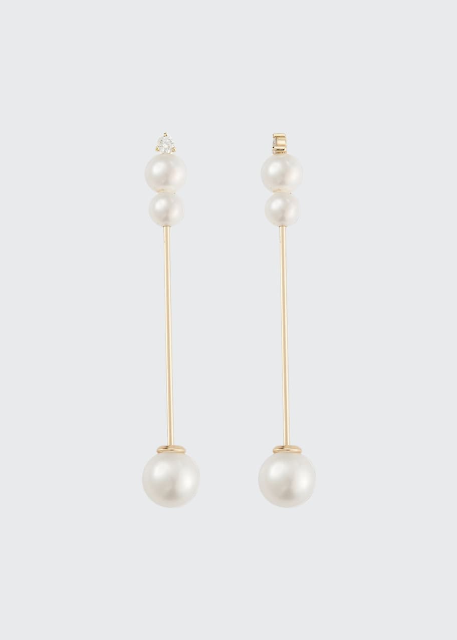 Mizuki 14k Medium Pearl & Diamond Stick Earrings - Bergdorf Goodman