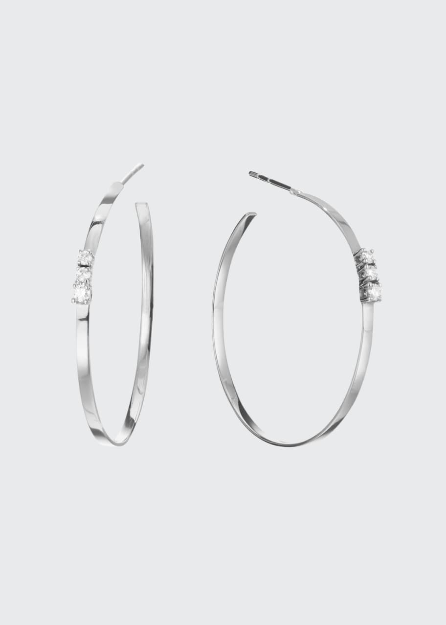 Image 1 of 1: 14k Flat Multi Solo Diamond Hoop Earrings