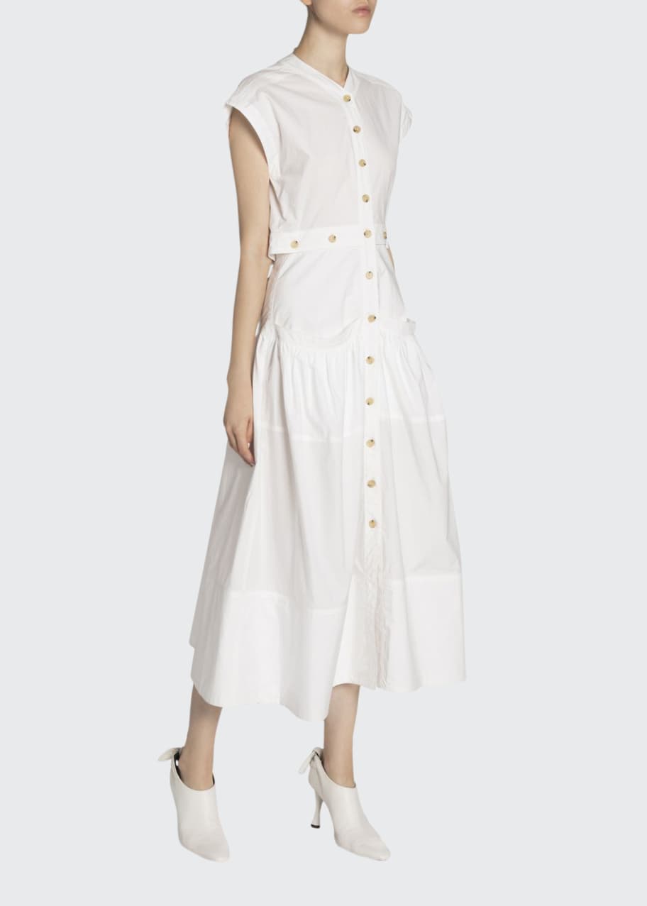 Image 1 of 1: Cotton Poplin Button-Front Dress