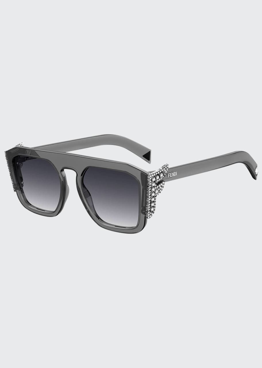 Image 1 of 1: Square Optyl Sunglasses w/ Crystal F Temples