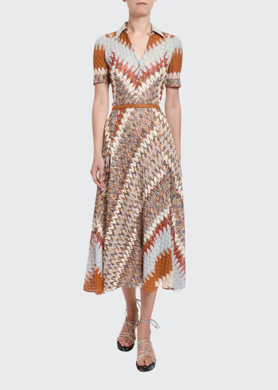 Missoni Optical Zigzag Knit Button-Front Midi Dress - Bergdorf Goodman