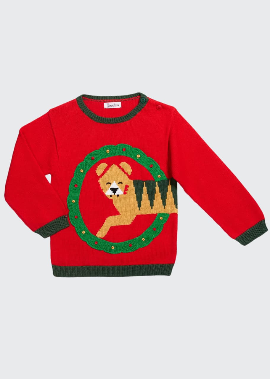 Image 1 of 1: Boy's Holiday Tiger Sweater, Size 12M-7