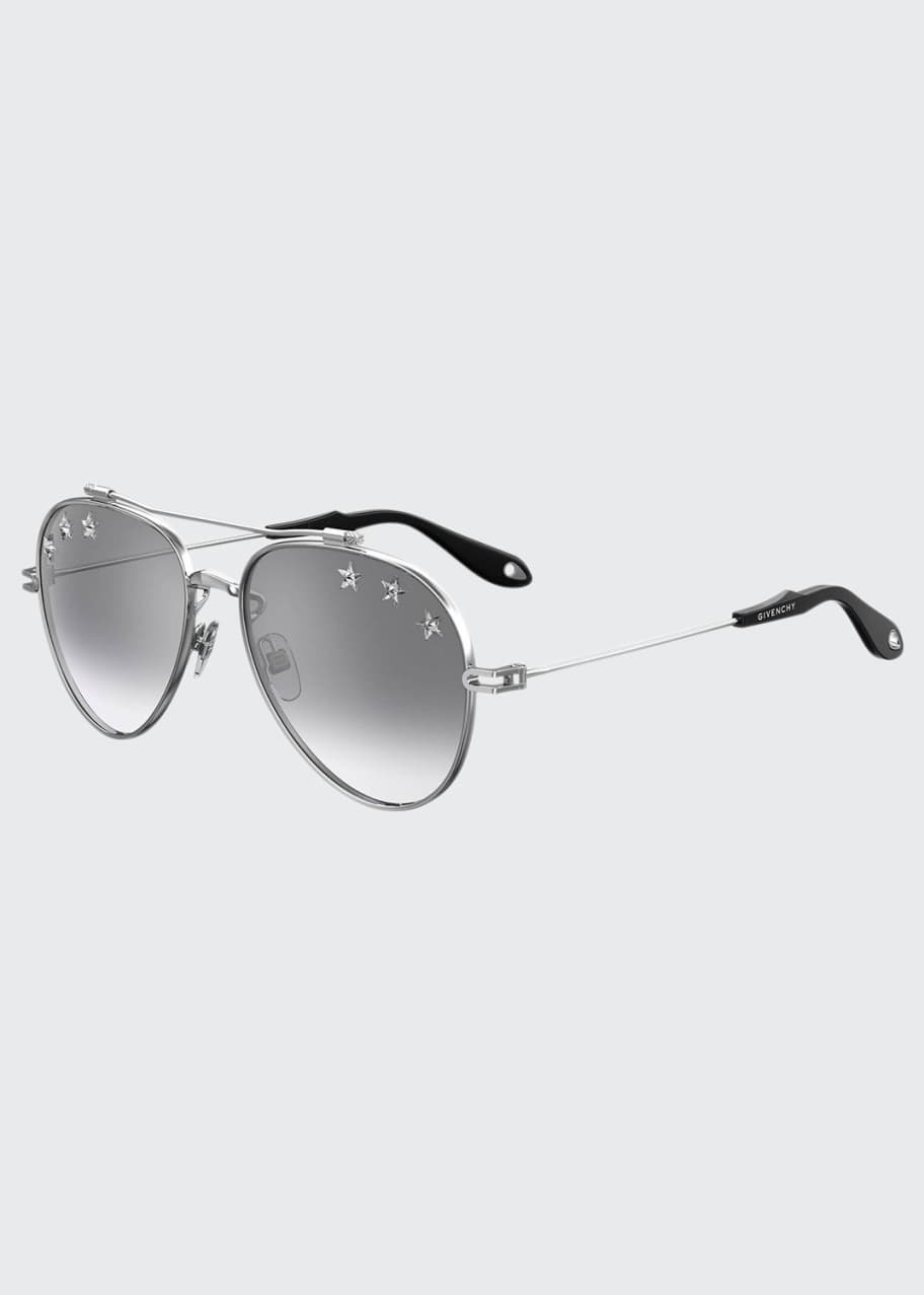 Image 1 of 1: Metal Aviator Sunglasses w/ Star Studs