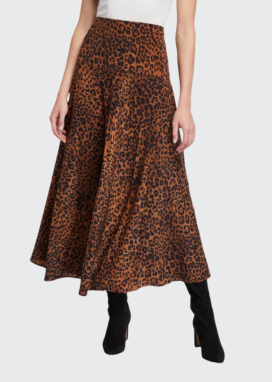 Lafayette 148 New York Elba Leopard Printed Silk A-Line Skirt ...