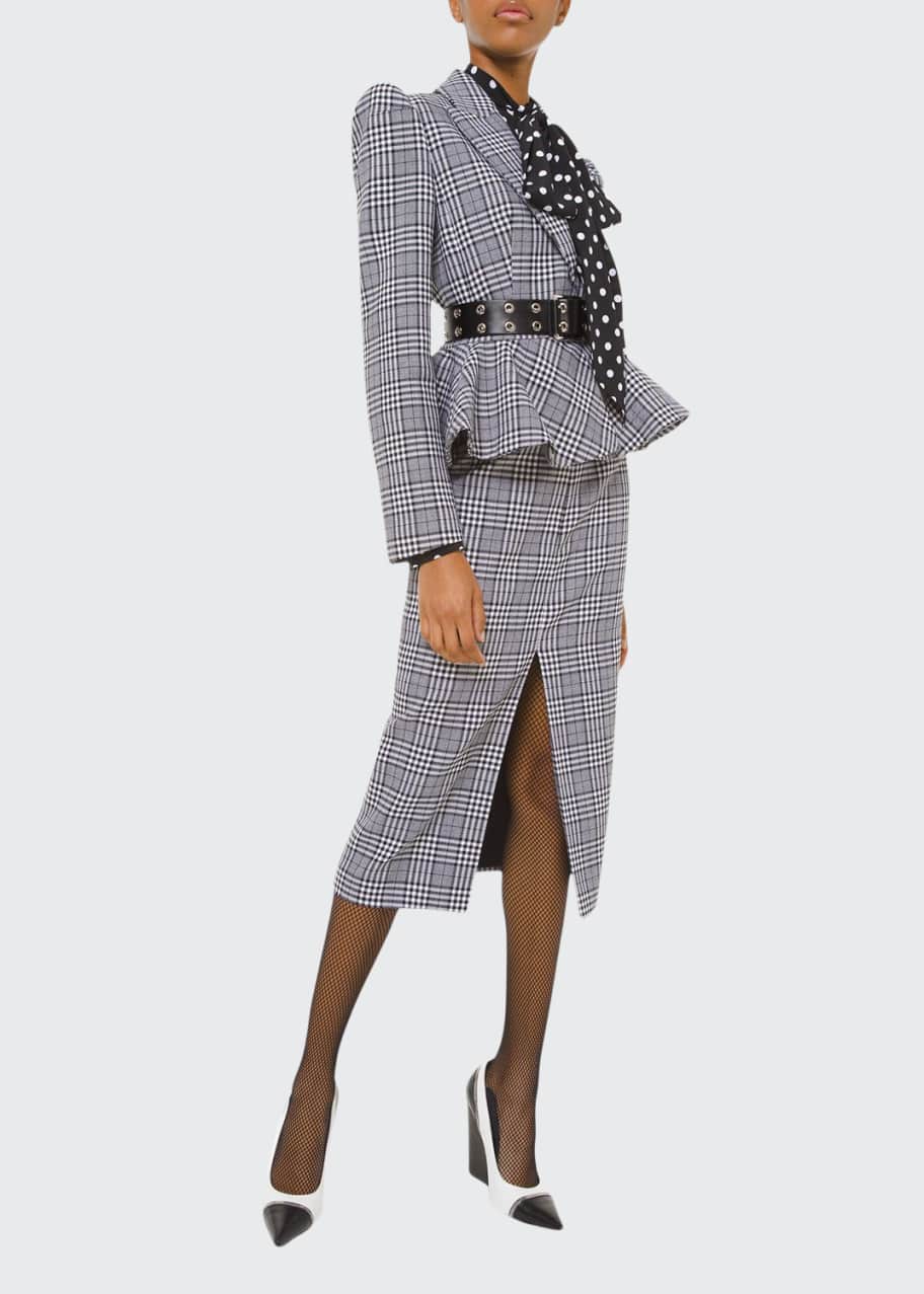 Image 1 of 1: Plaid Peplum Jacket