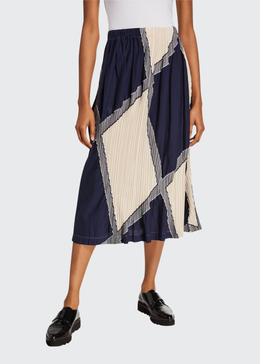 Image 1 of 1: Multi Colorblock Pleated Skirt
