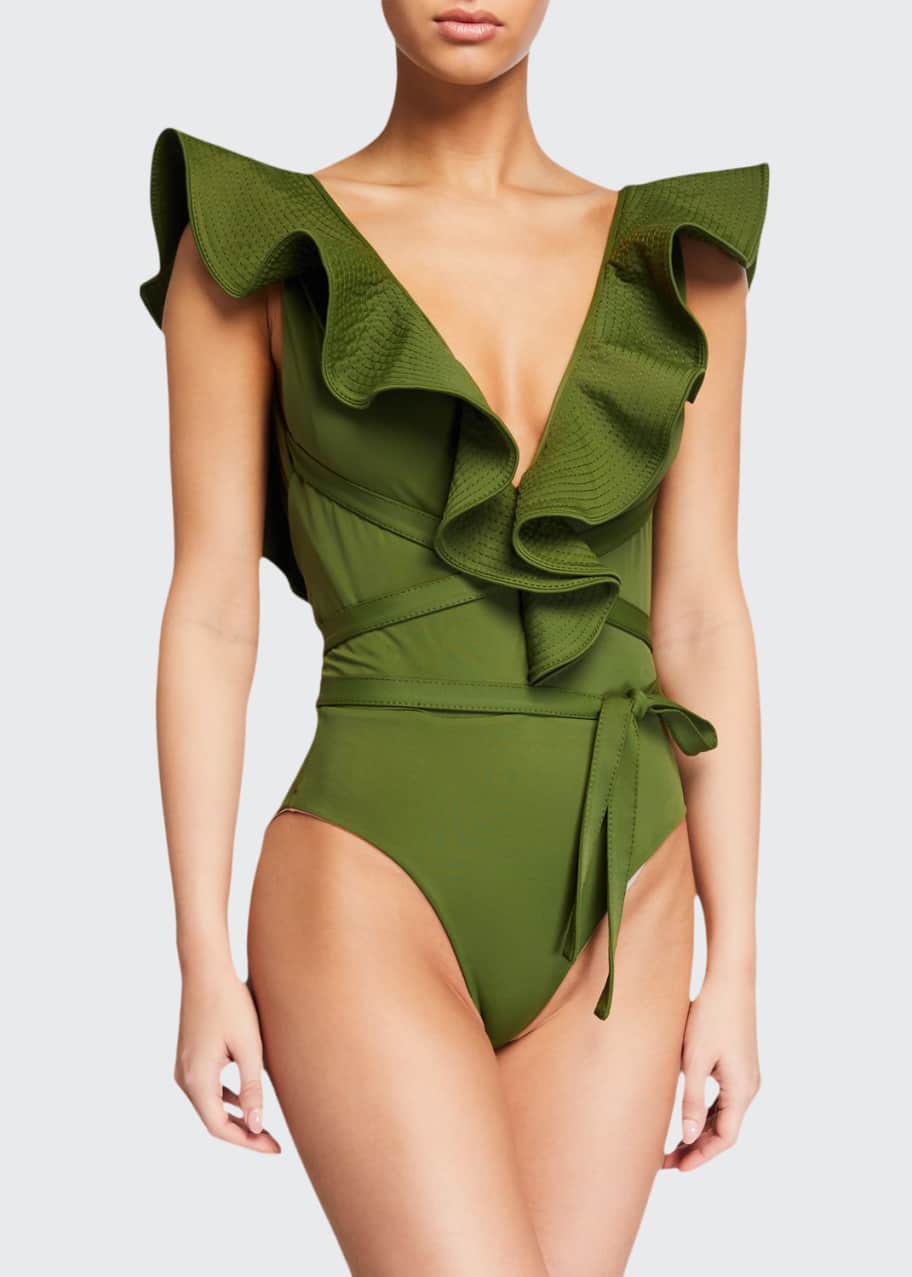 Johanna Ortiz On The Shore Belted Ruffle One Piece Swimsuit Bergdorf Goodman