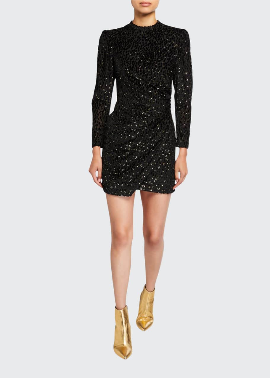knee length dresses for ladies Velvet Metallic Foil Dress