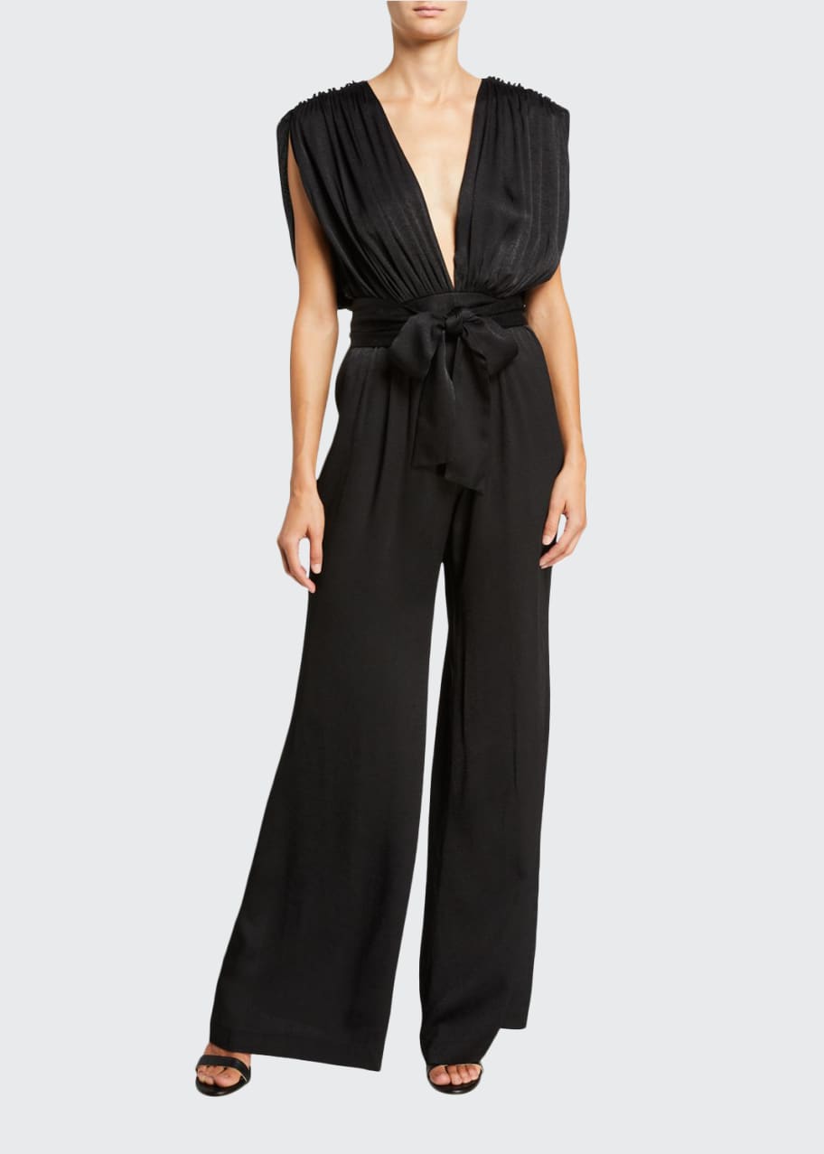 Image 1 of 1: Astrid Plunging Wide-Leg Jumpsuit