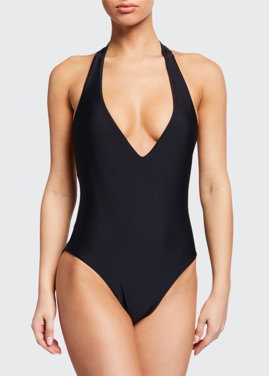 Image 1 of 1: Salis Plunging Halter One-Piece Swimsuit
