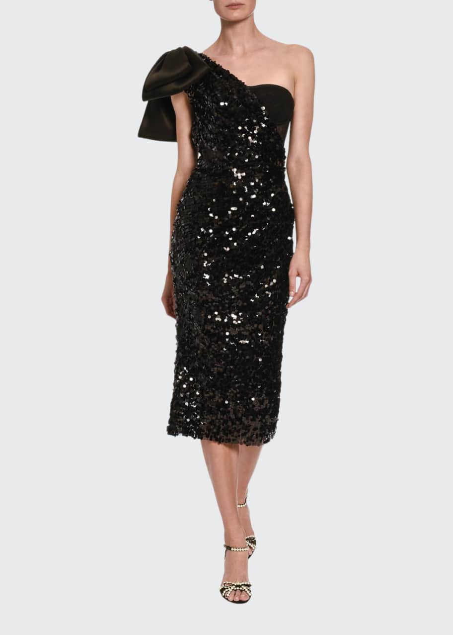 Image 1 of 1: Sequined One-Sleeve Cocktail Dress