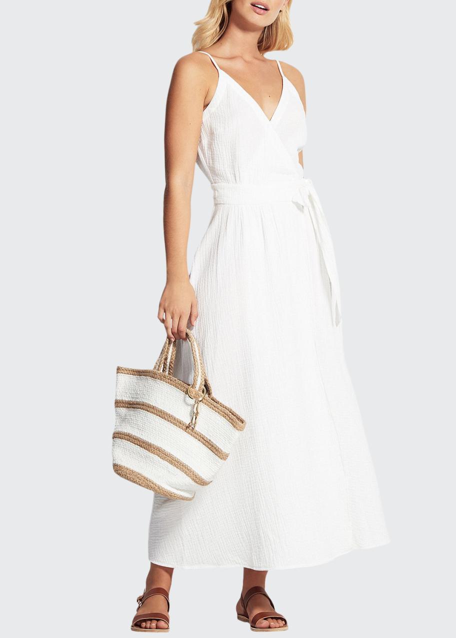 full length crochet dress Web Lace 6 Color:OFFWHITE Style# PF260714 Pair with 2025BFCM18 Ice Blue Chiffon Strapless