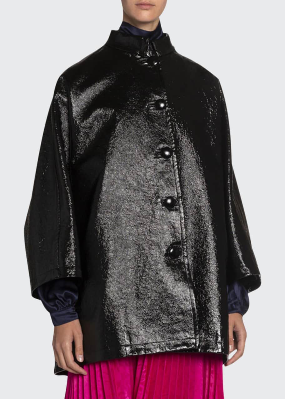 Balenciaga Coated Denim High Neck Opera Coat Bergdorf Goodman