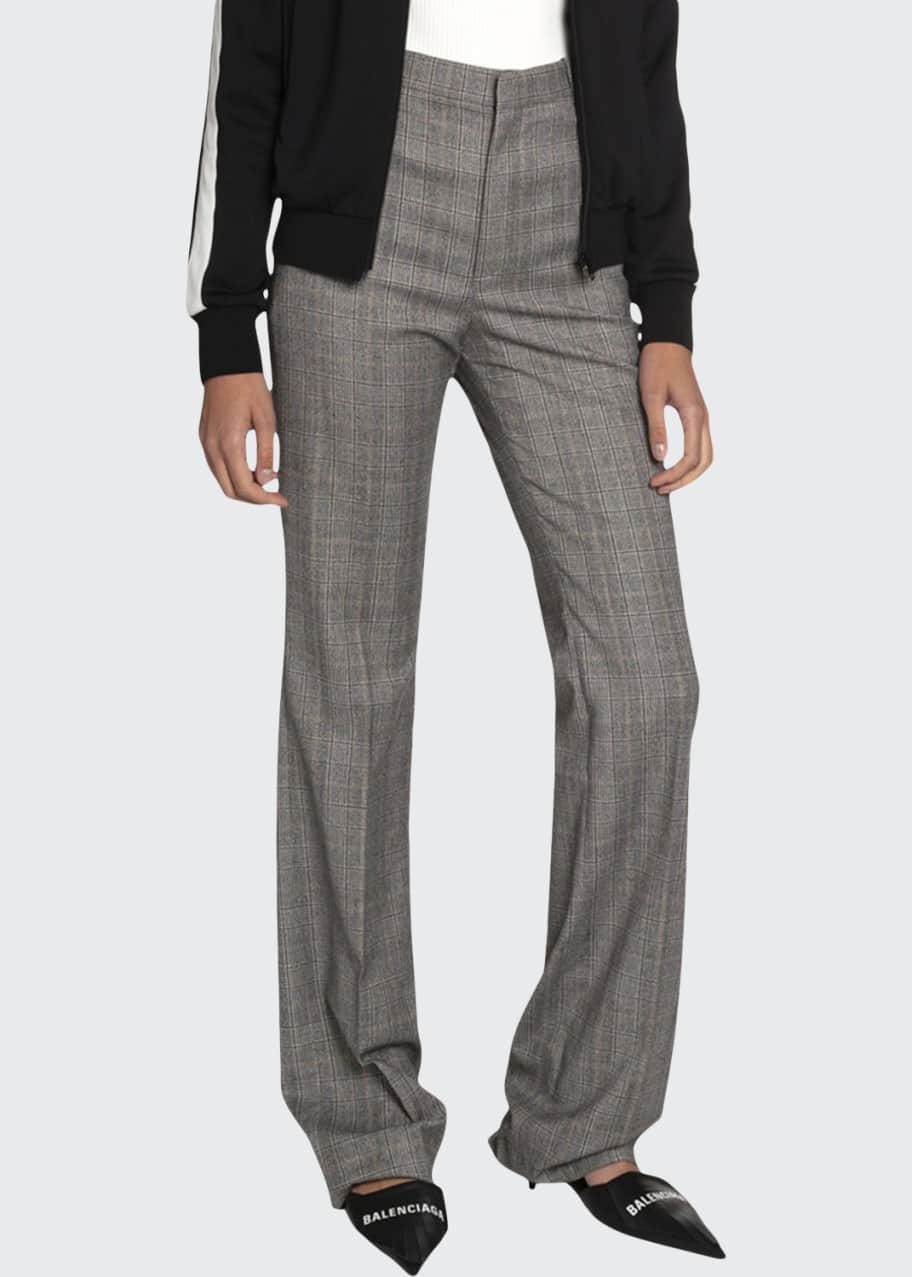 Image 1 of 1: Checked Wool High-Rise Pants