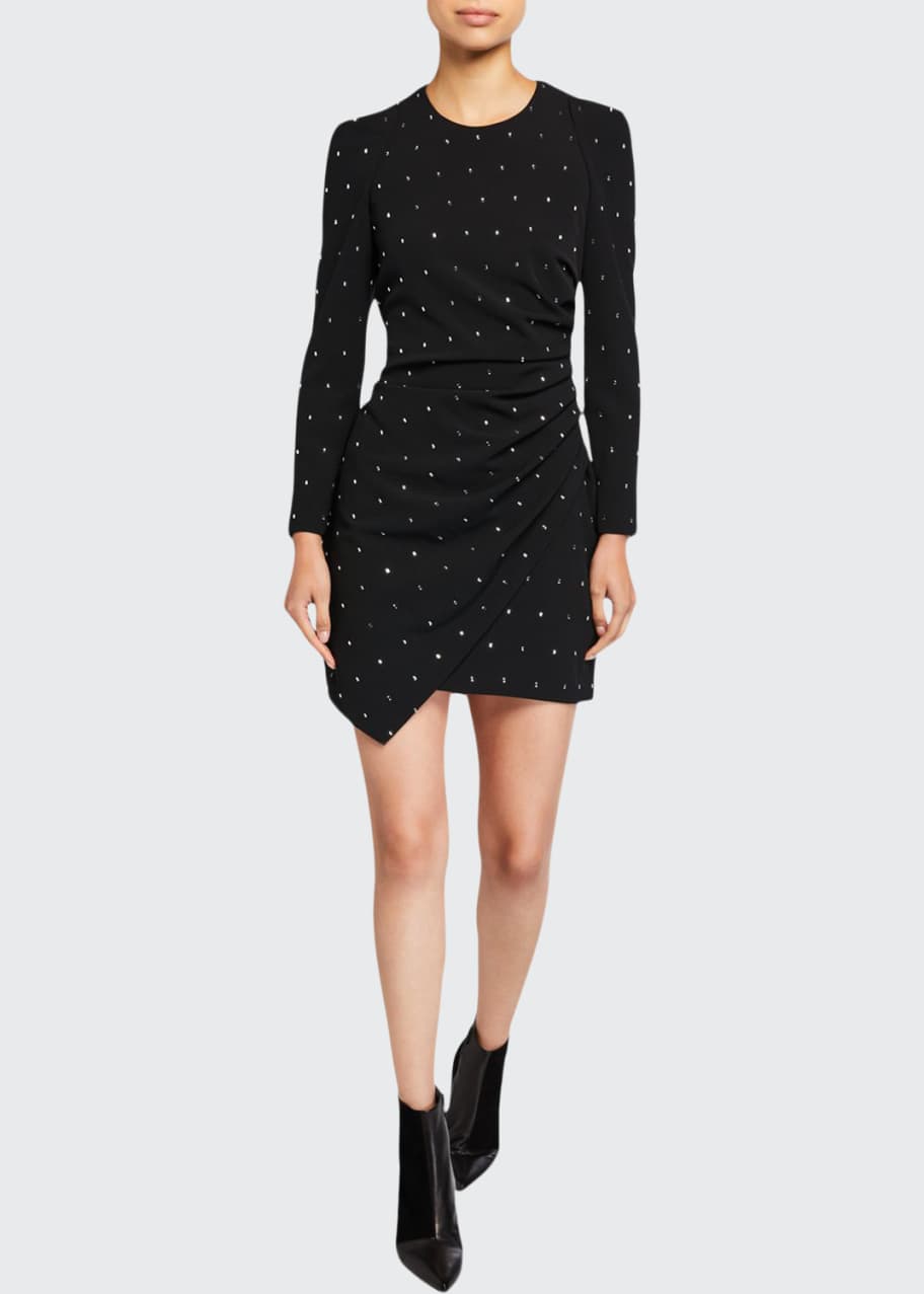 ariana grande black dress oscars Alluring Ways Black Embroidered Long Sleeve Mini Dress – Blend Fashion House