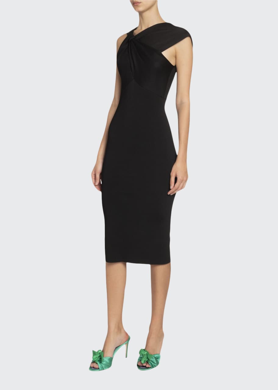 Image 1 of 1: Asymmetric Twisted-Neck Dress