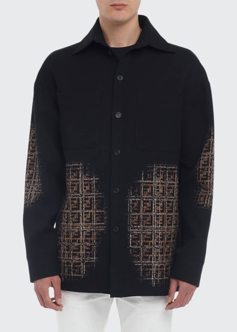 Image 1 of 1: Men's Blurred-FF Cotton-Wool Shirt Jacket