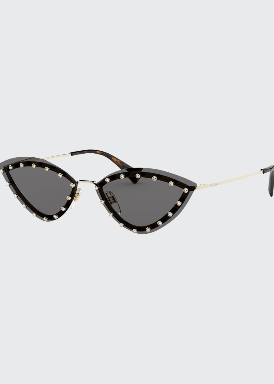 Valentino Garavani Rimless Cat-Eye Sunglasses w/ Crystal  display picture 3