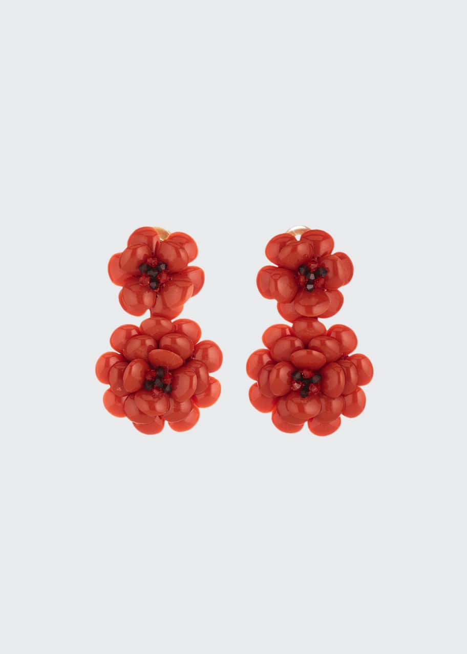 Image 1 of 1: Embellished Gardenia Clip Earrings