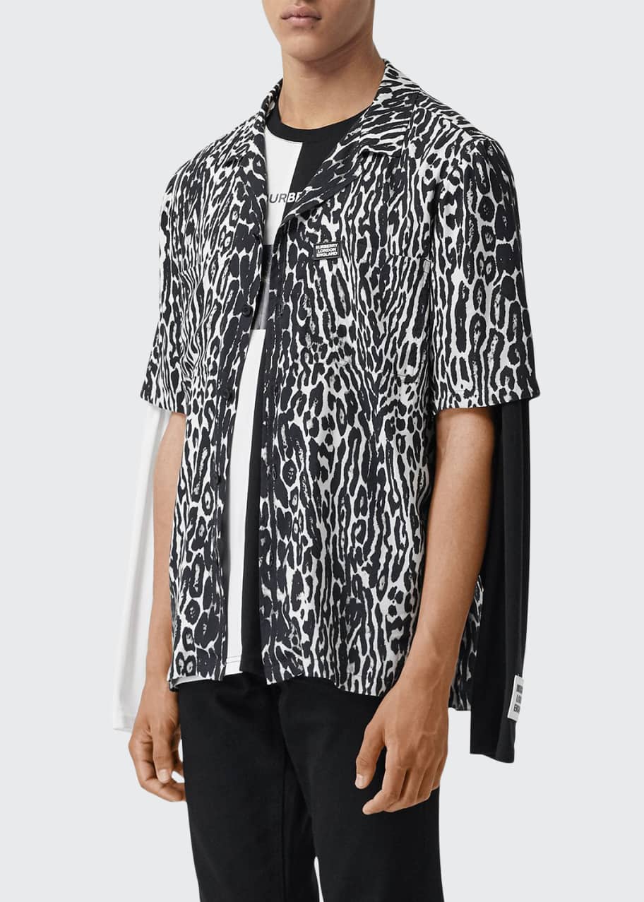 leopard print camp shirt