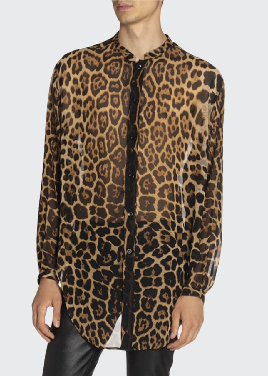 Leopard sheer shirt discount