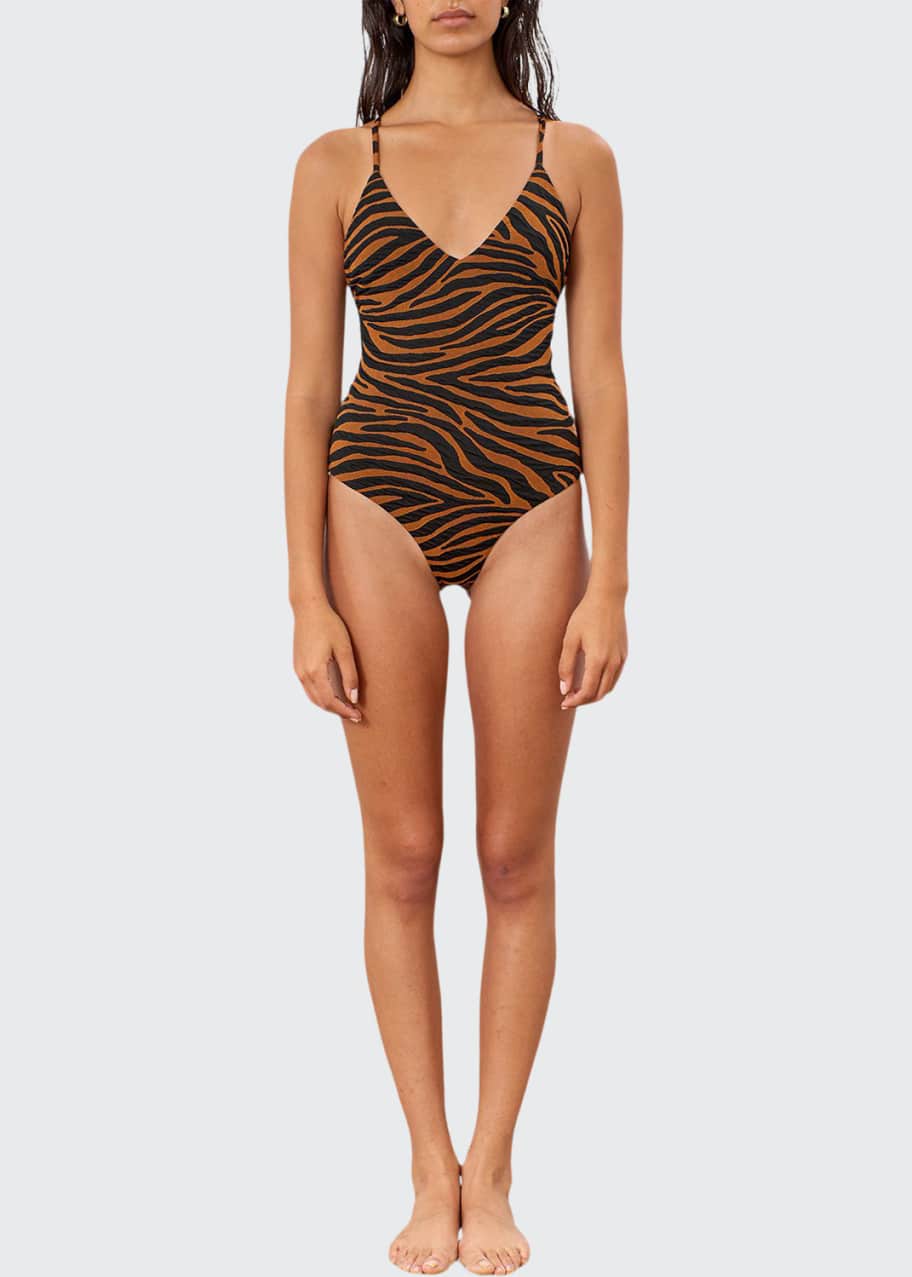 【MARA HOFFMAN】emma ストレッチ recycled-jacquard swimsuit MARA HOFFMAN Emma recycled-popcorn swimsuit | NET-A-PORTER