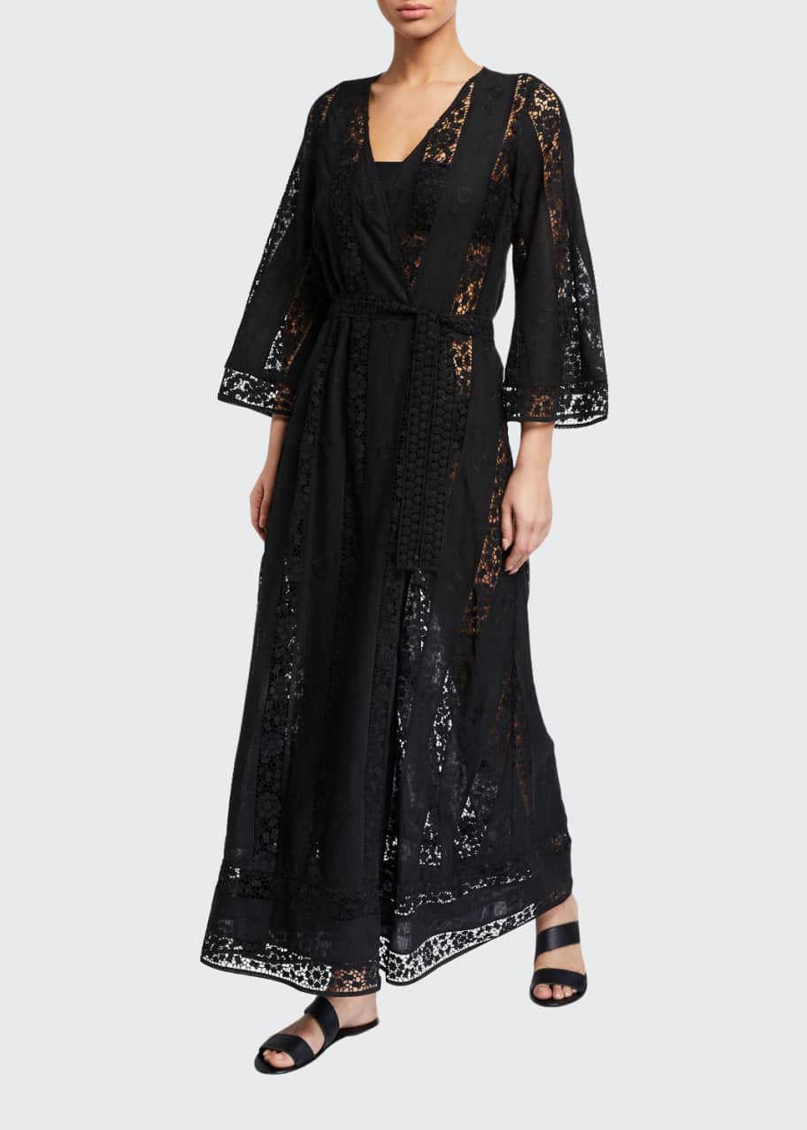 Image 1 of 1: Lucinda Embroidered Lace Belted Coverup