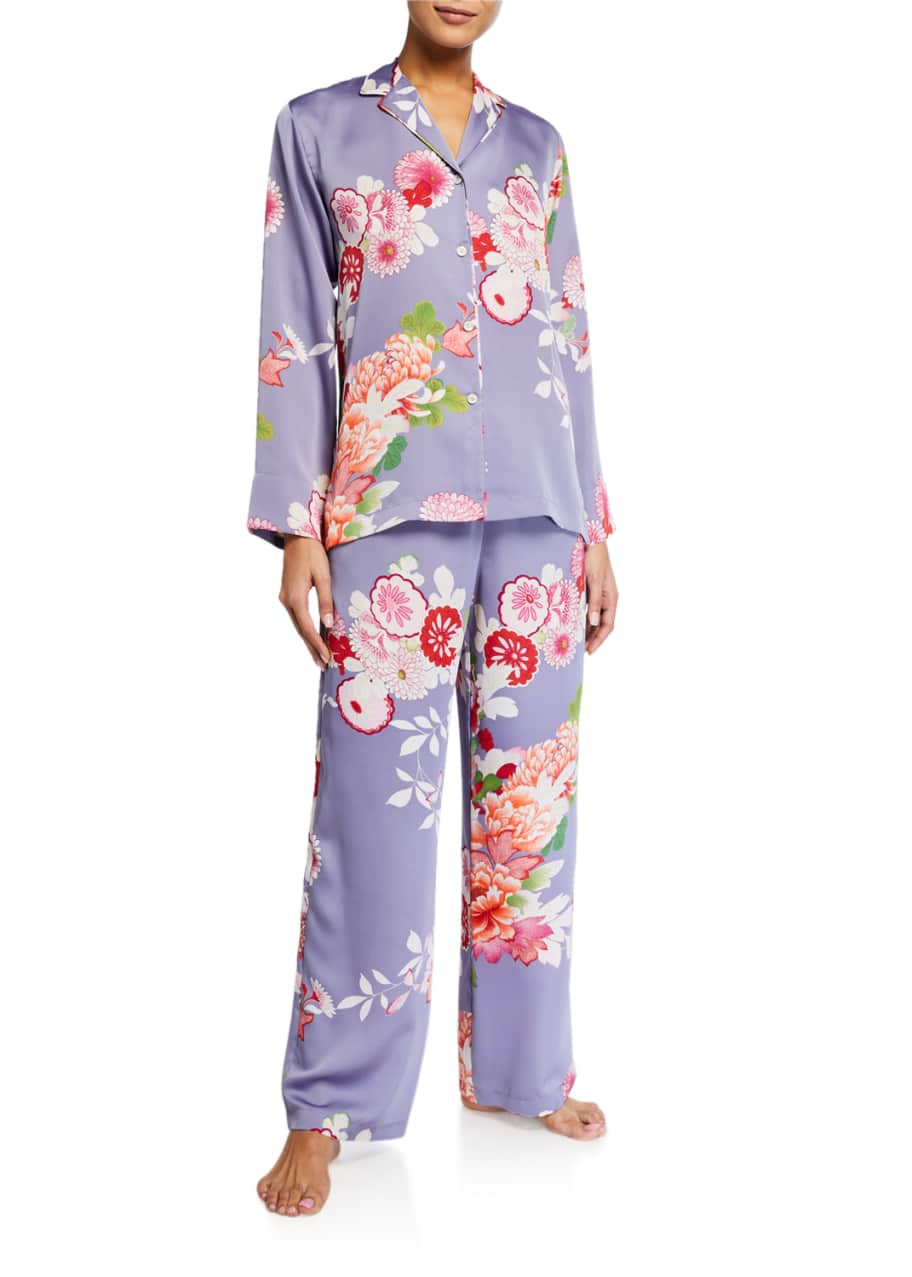 Image 1 of 1: Winter Peony Floral Classic Pajama Set