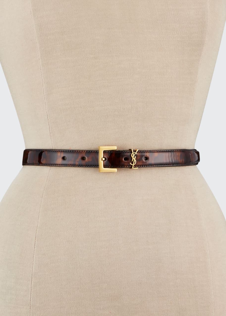 monogram-pattern leather belt