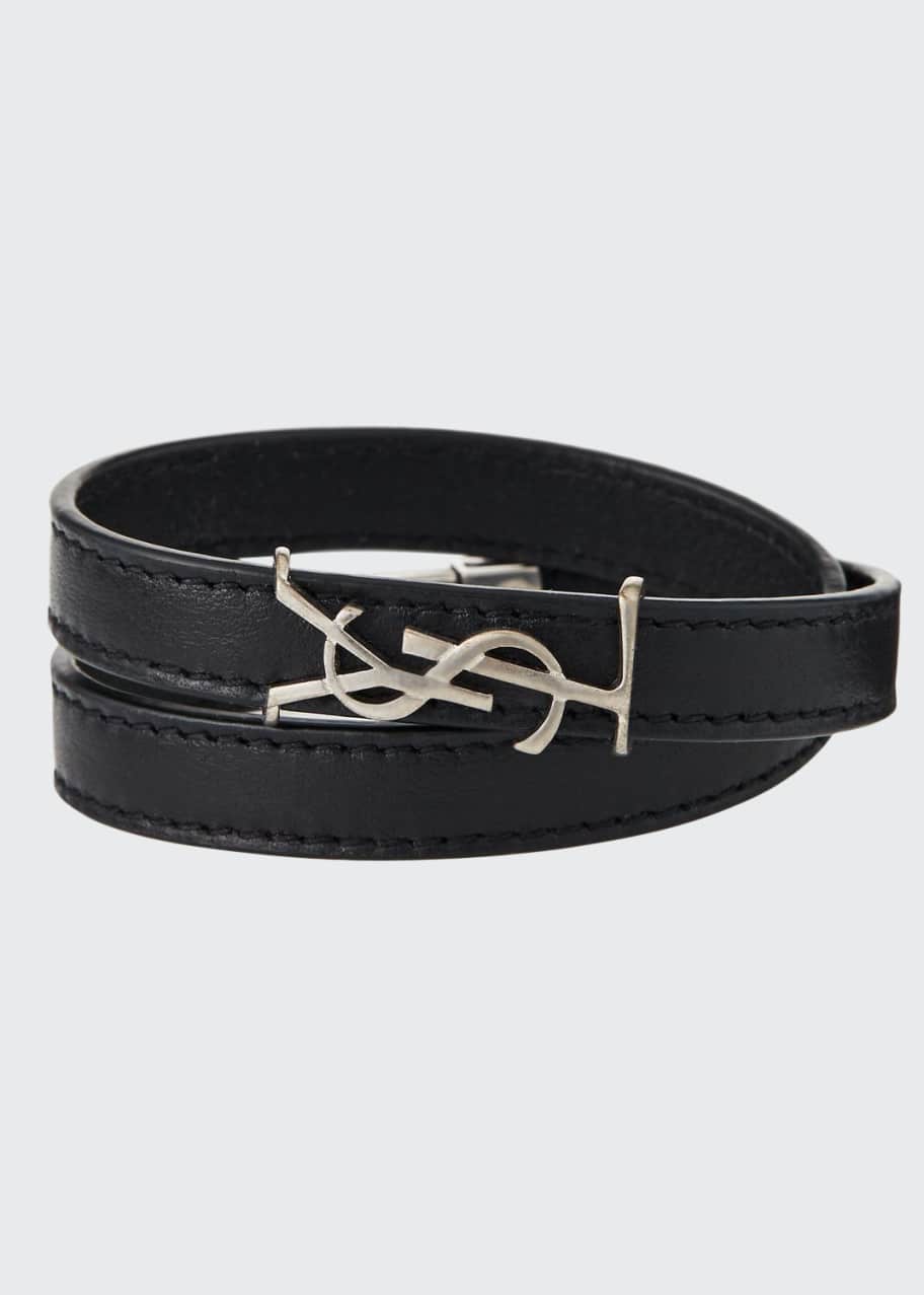 Image 1 of 1: Leather Double-Wrap YSL Bracelet, Size S & M