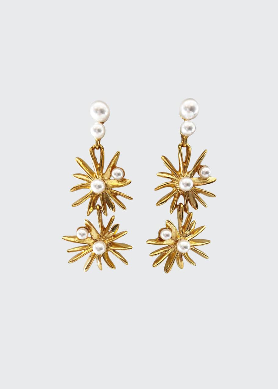 Image 1 of 1: Classic Pearly Starburst Drop Earrings