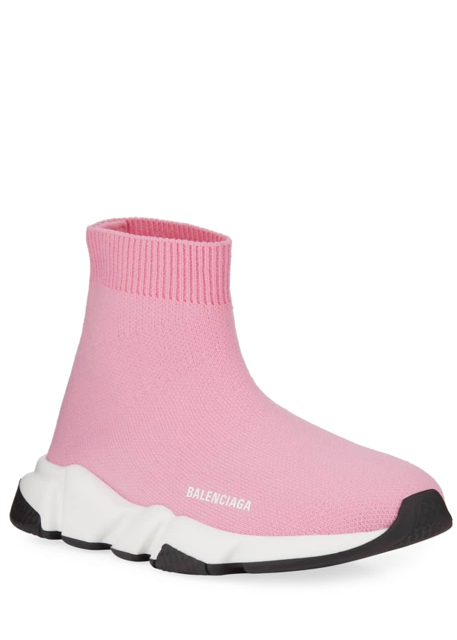 Balenciaga Kid's Knit Sock Trainer Sneakers, Pink - Bergdorf Goodman
