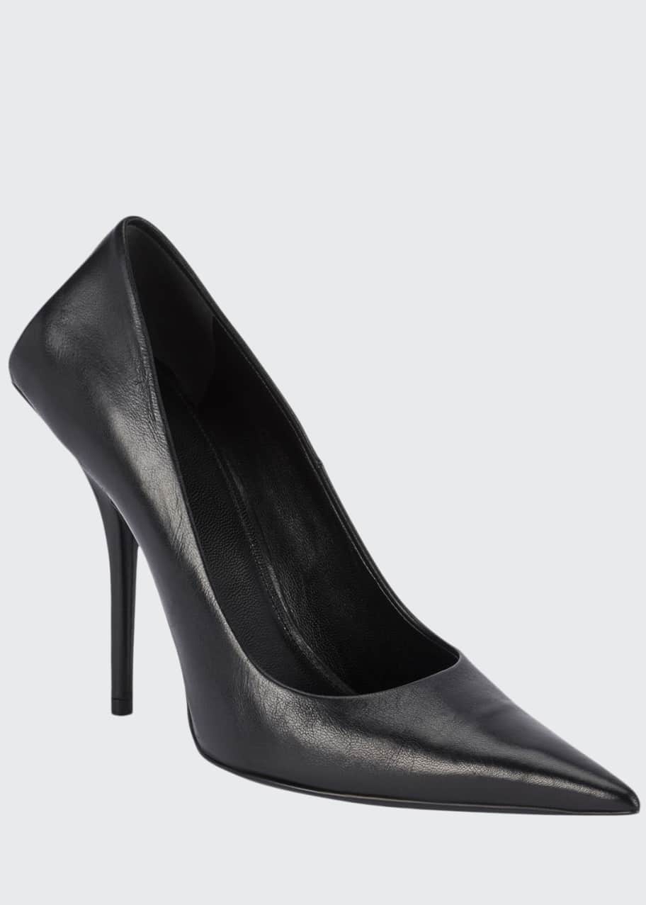 Balenciaga 80mm Square-Back Lambskin Knife High-Heel Pumps