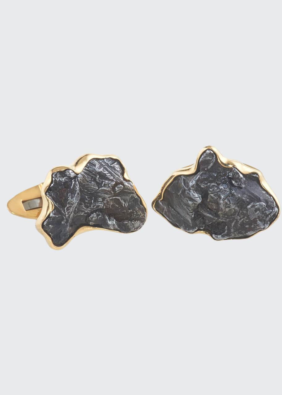 Image 1 of 1: Men's Iron Meteorite 18k Gold Cufflinks