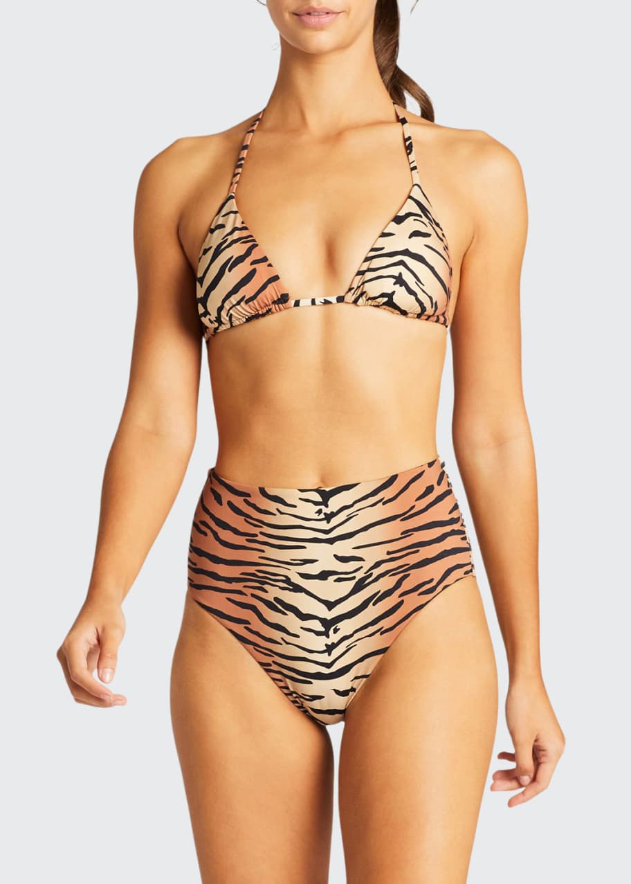 Image 1 of 1: Barcelona Tiger Print Full Bikini Swim Bottoms
