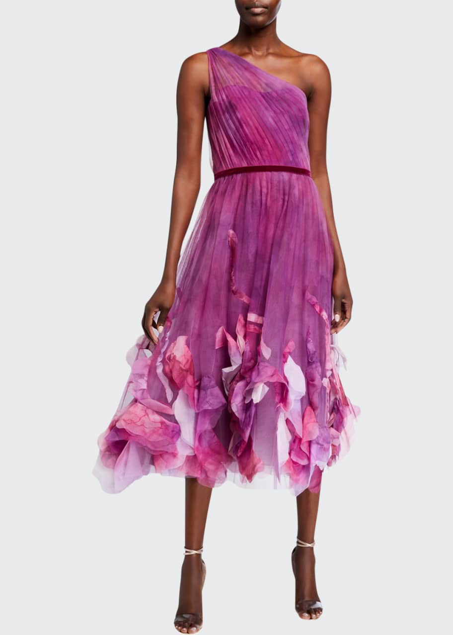 Marchesa notte off top shoulder ombré textured gown