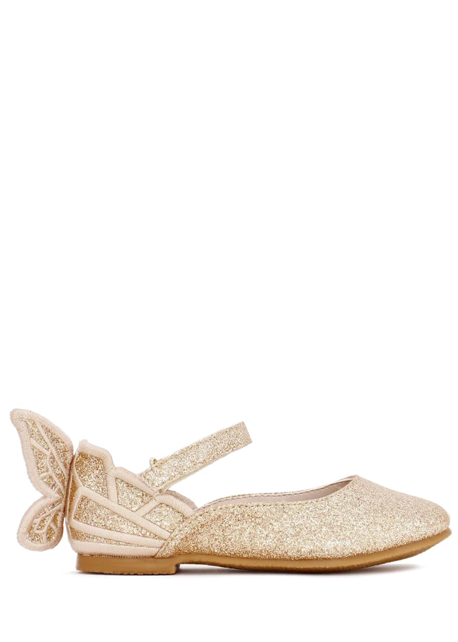 Image 1 of 1: Chiara Fine Glitter Butterfly Mary Jane Flats, Baby/Toddler